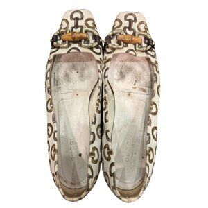 Gucci Canvas Bamboo Horsebit Flats – Size 7.5